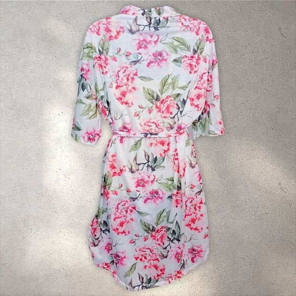 Show Me Your Mumu Knee Length Pink Floral Lightweight Jersey Kimono Robe O/S - Picture 5 of 9